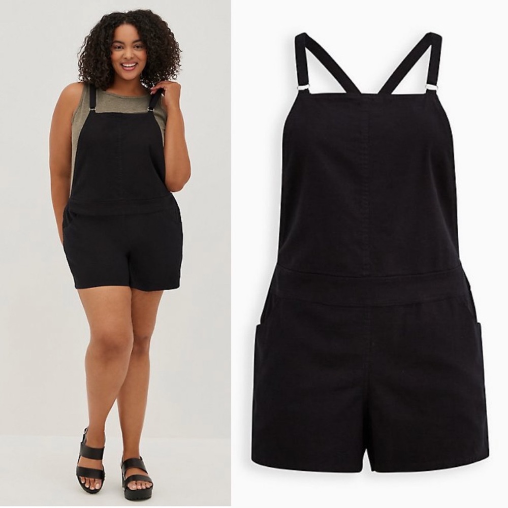 TORRID SHORTALL - STRETCH LINEN BLACK